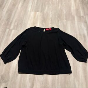 Daytrip Black Semi Sheer Beaded Neckline Blouse Top Sz M